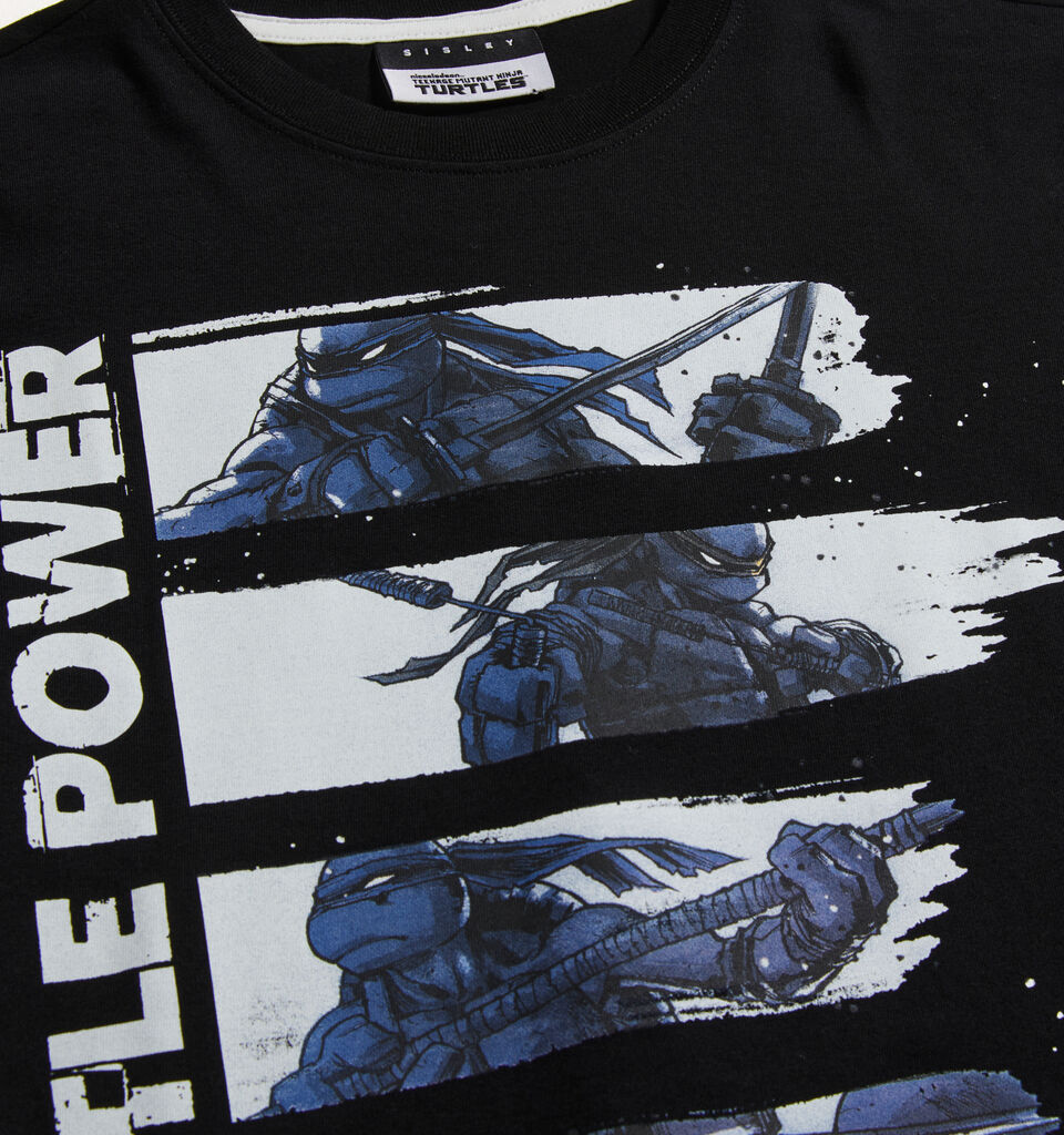 Black t-shirt with Teenage Mutant Ninja Turtles print - boys' long sleeve t-shirts - Black | Sisley Young image number 2